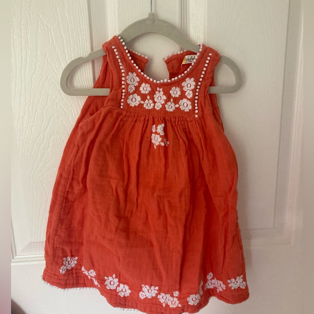 Adorable Baby Boden Coral Embroidered Summer Dress 12-18 months